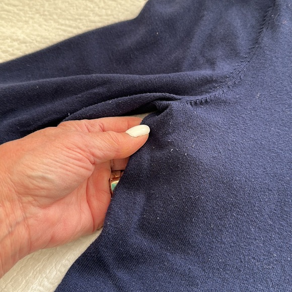 Lilly Polzer navy sweater with cute sleeves, size small, smoke, free home - Picture 6 of 6